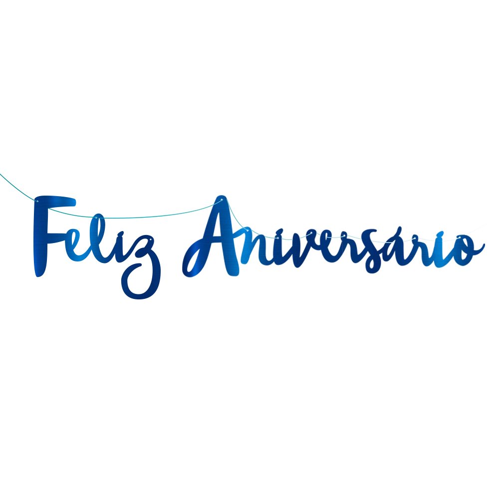 Faixa Feliz Aniversario Metalic Az Royal Unidade