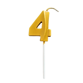 Vela Aniv Junco Palito Metal Un N 4 Dourado