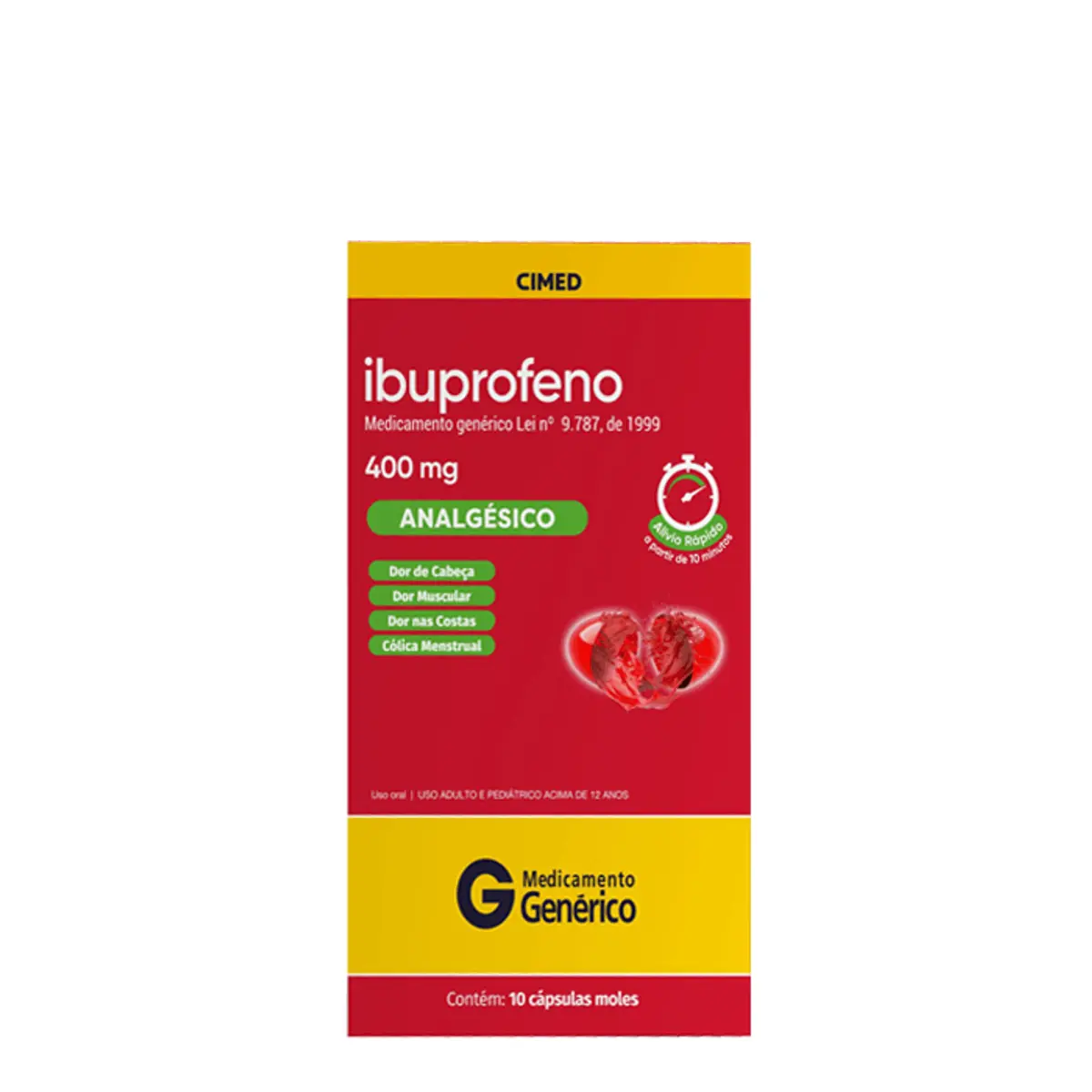 Ibuprofeno 400mg Cimed Caixa 10 Cápsulas Líquidas