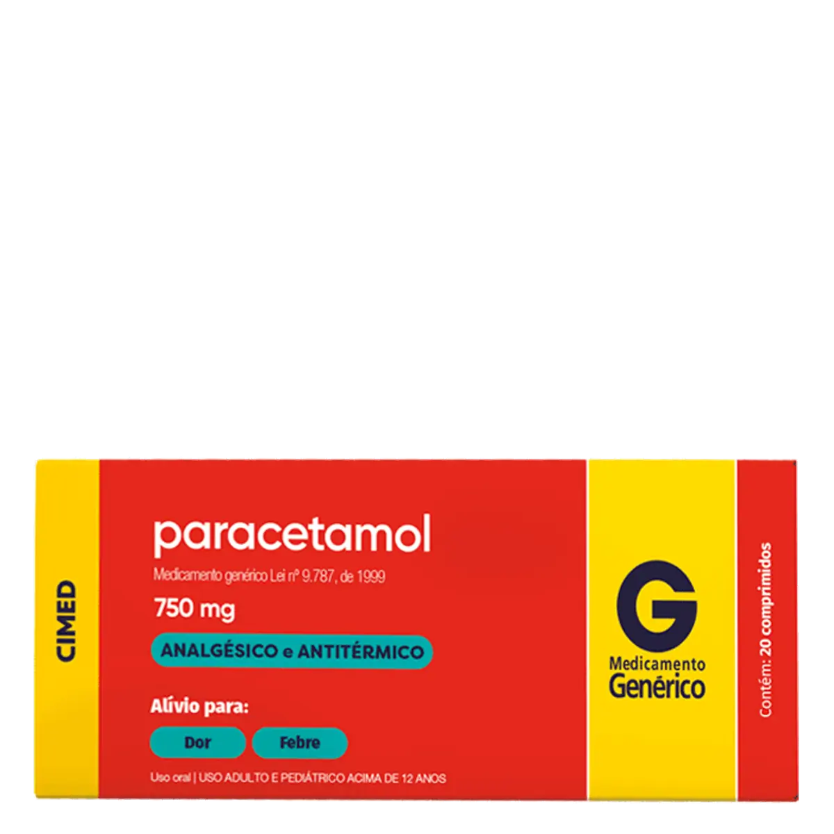 Paracetamol 750mg Cimed Caixa 20 Comprimidos