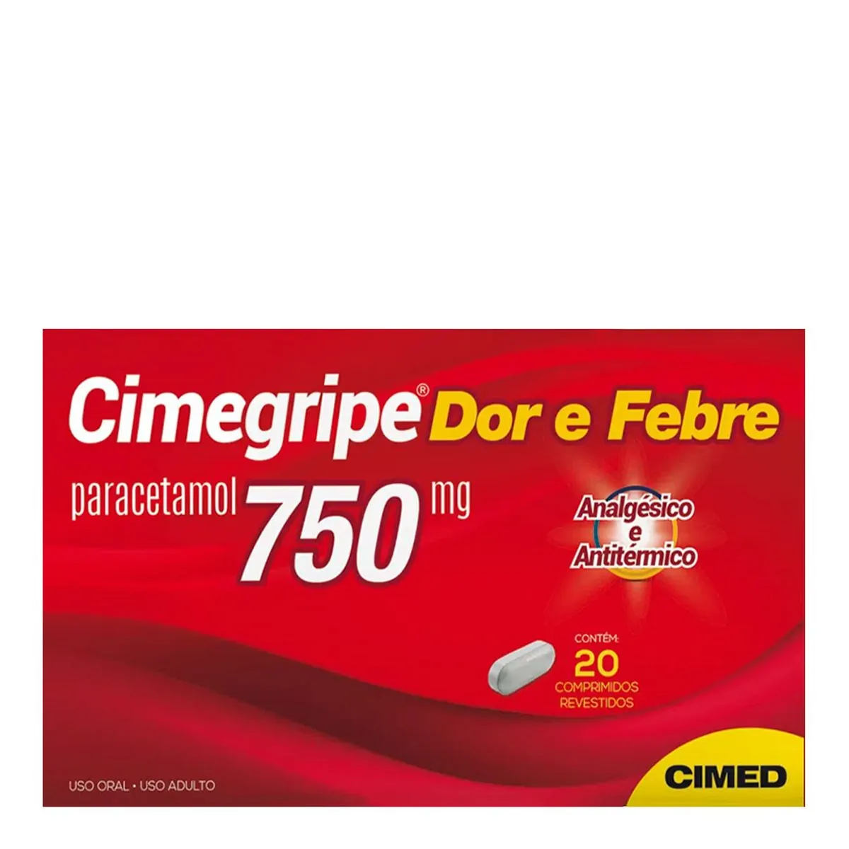 Paracetamol 750mg Cimegripe Dor E Febre Caixa 20 Comprimidos