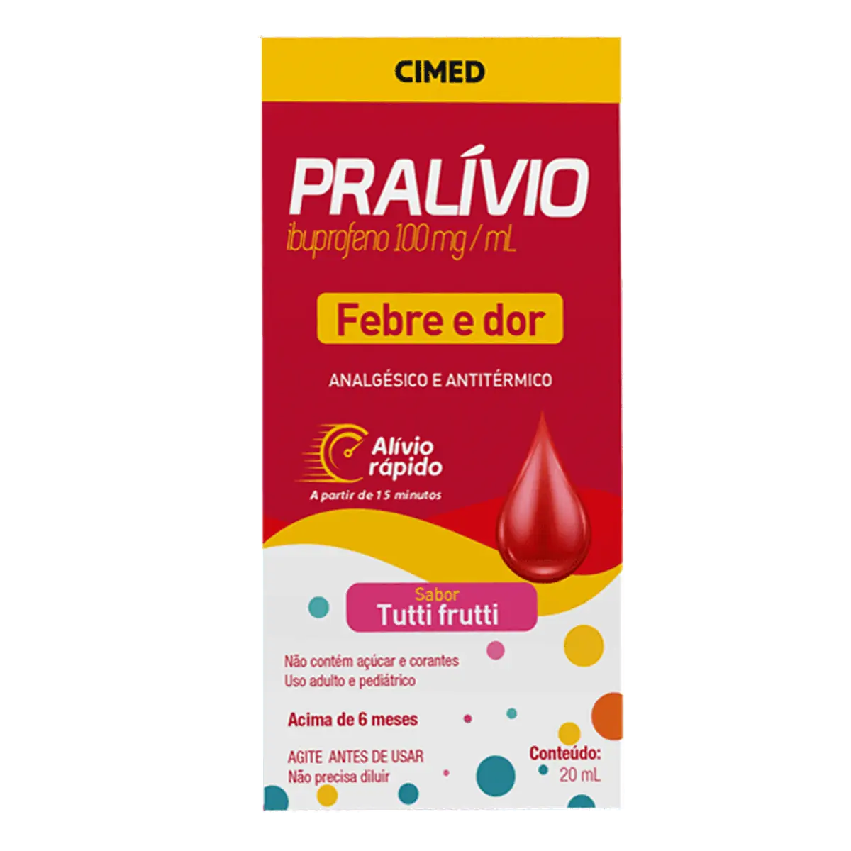 Pralívio 100mg/ml Tutti Frutti Caixa 20ml Suspensão Oral