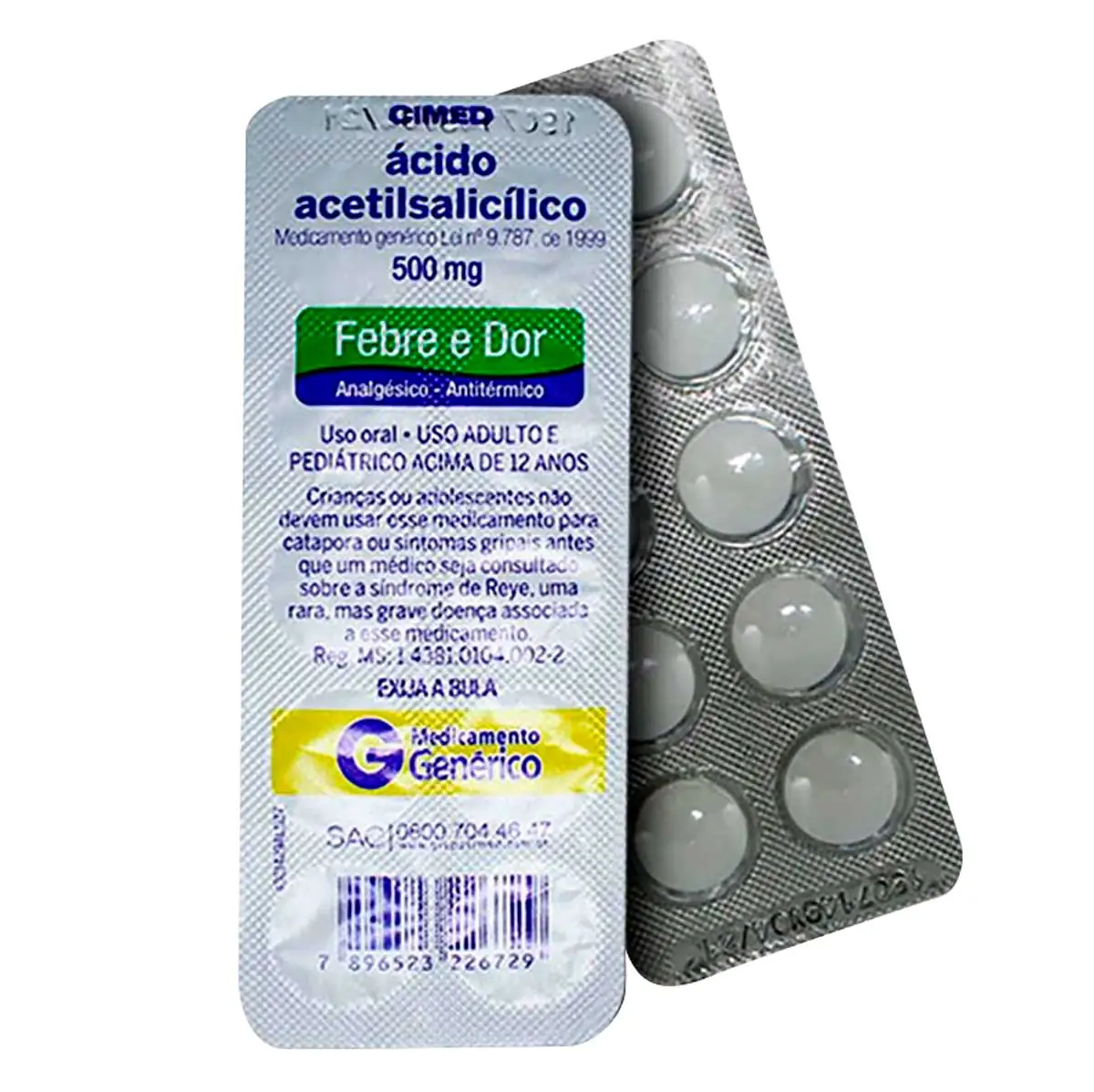 Ácido Acetilsalicílico 500mg 10 Comprimidos