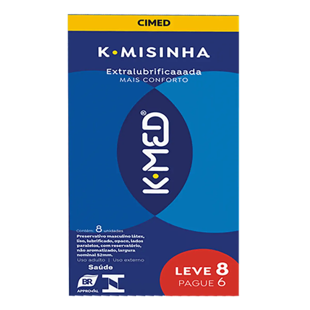 Preservativo Masculino Extra Lubrificado K Misinha K Med Caixa Leve 8 Pague 6 Unidades