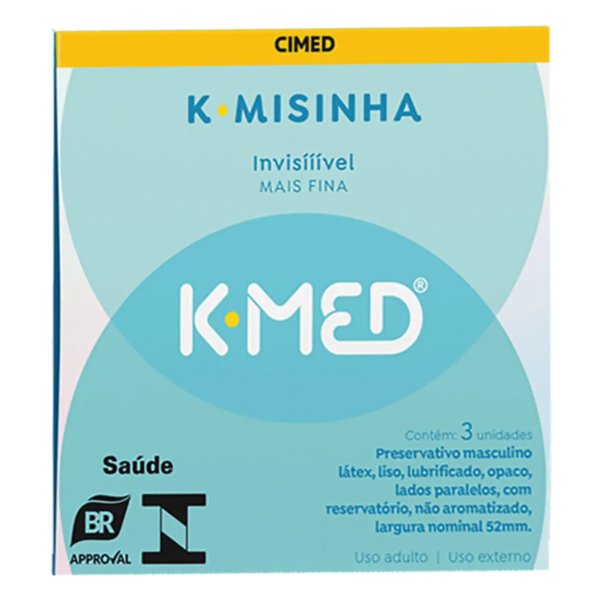 Preservativo Masculino Lubrificado Invisível K Misinha K Med Caixa 3 Unidades