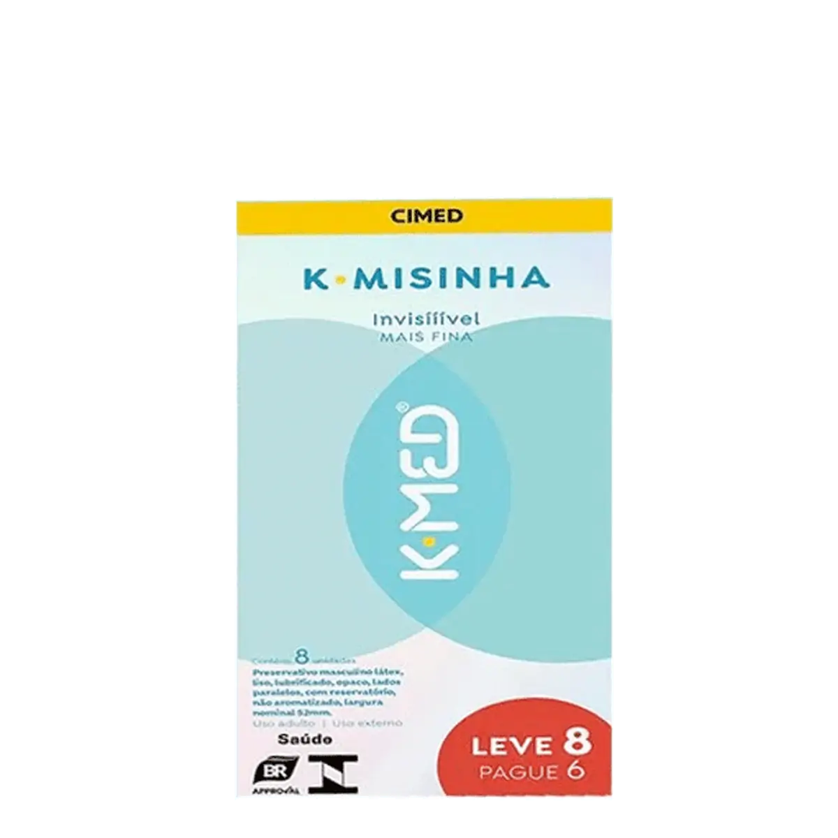 Preservativo Masculino Lubrificado Invisível K Misinha K Med Caixa Leve 8 Pague 6 Unidades