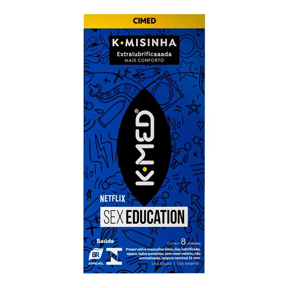 Preservativo Masculino Extra Lubrificado Sex Education K Misinha K Med Caixa 8 Unidades