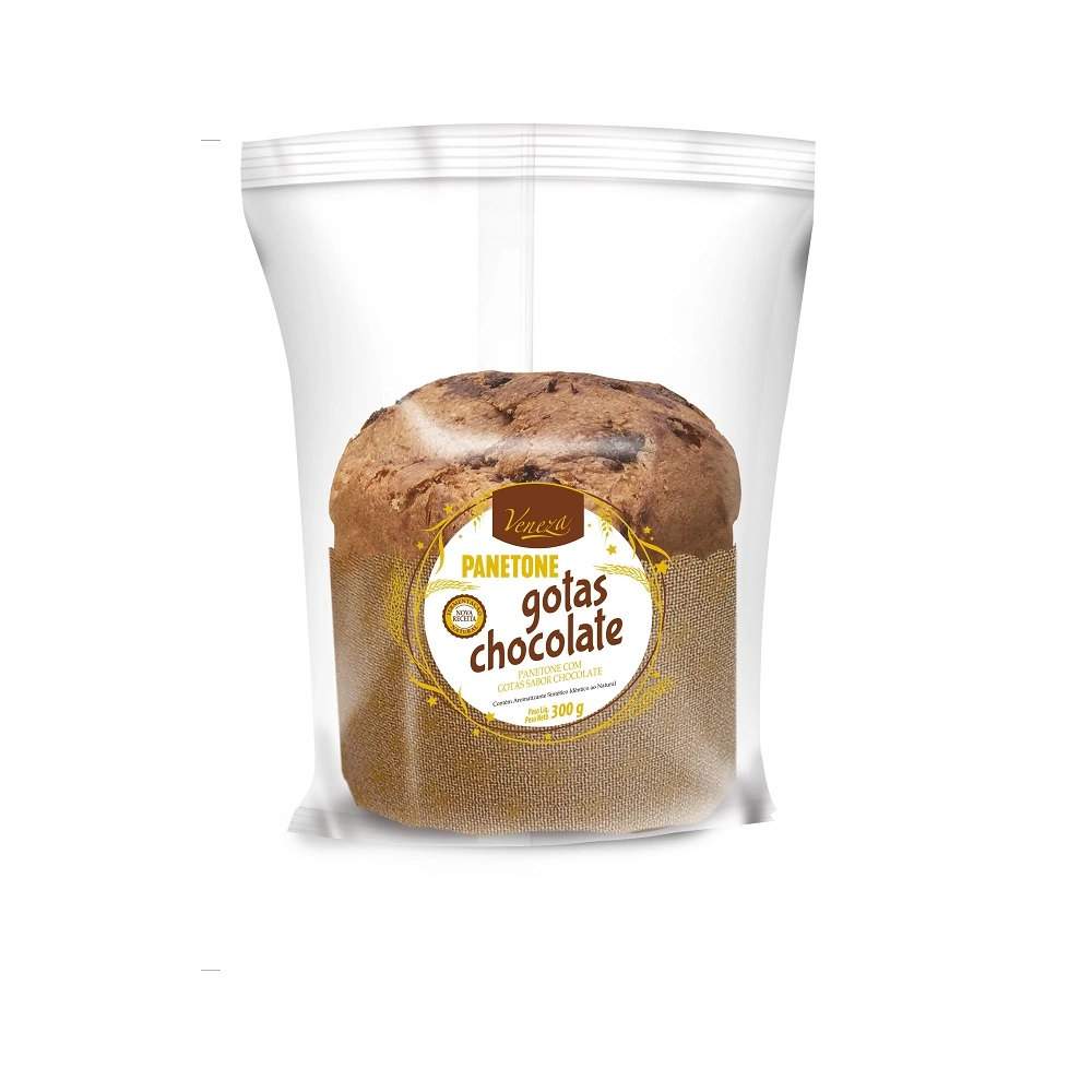 Panettone Veneza Gotas De Chocolate Flow Pack Transp 300g