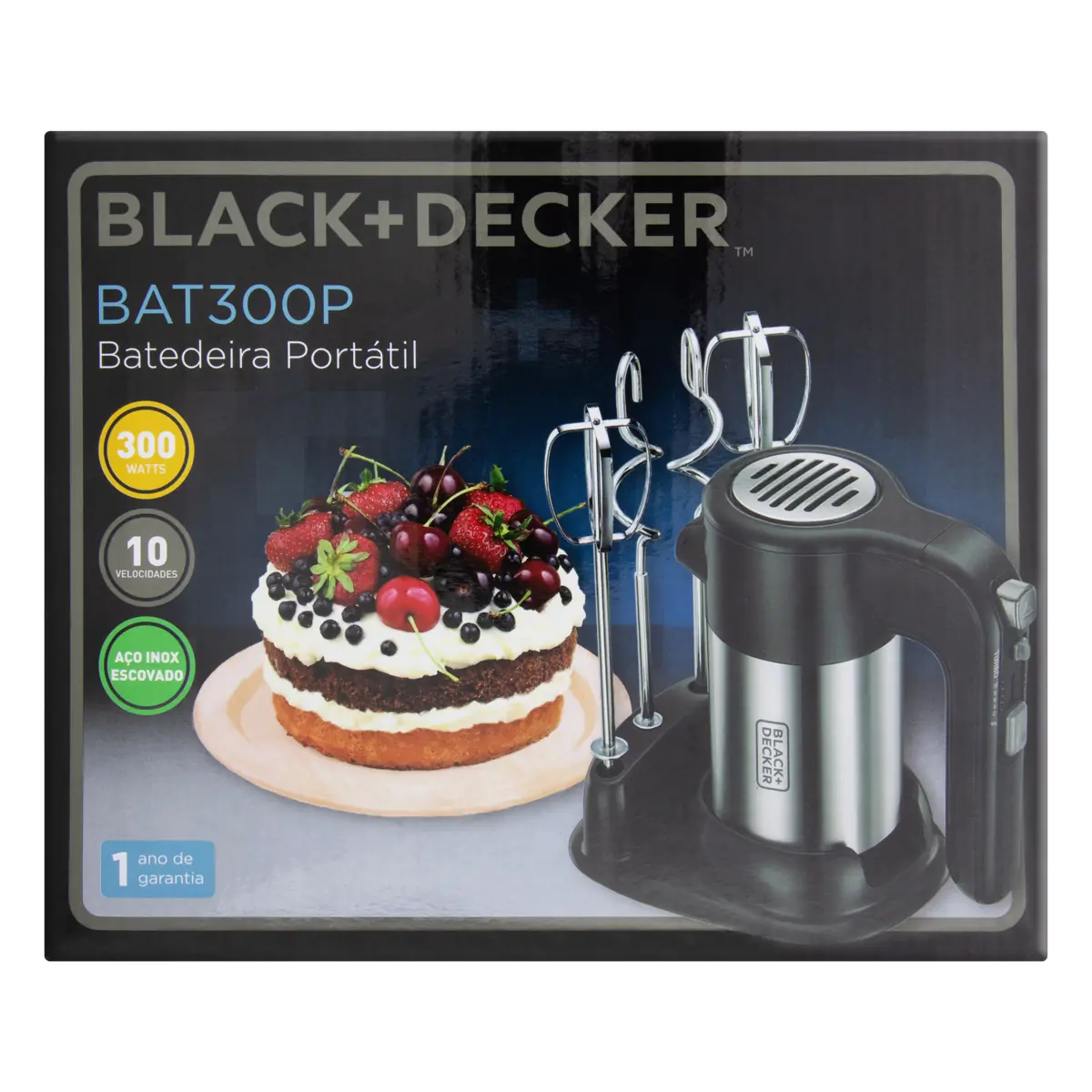 Batedeira Portátil Preta Bat300p Black Decker 220v