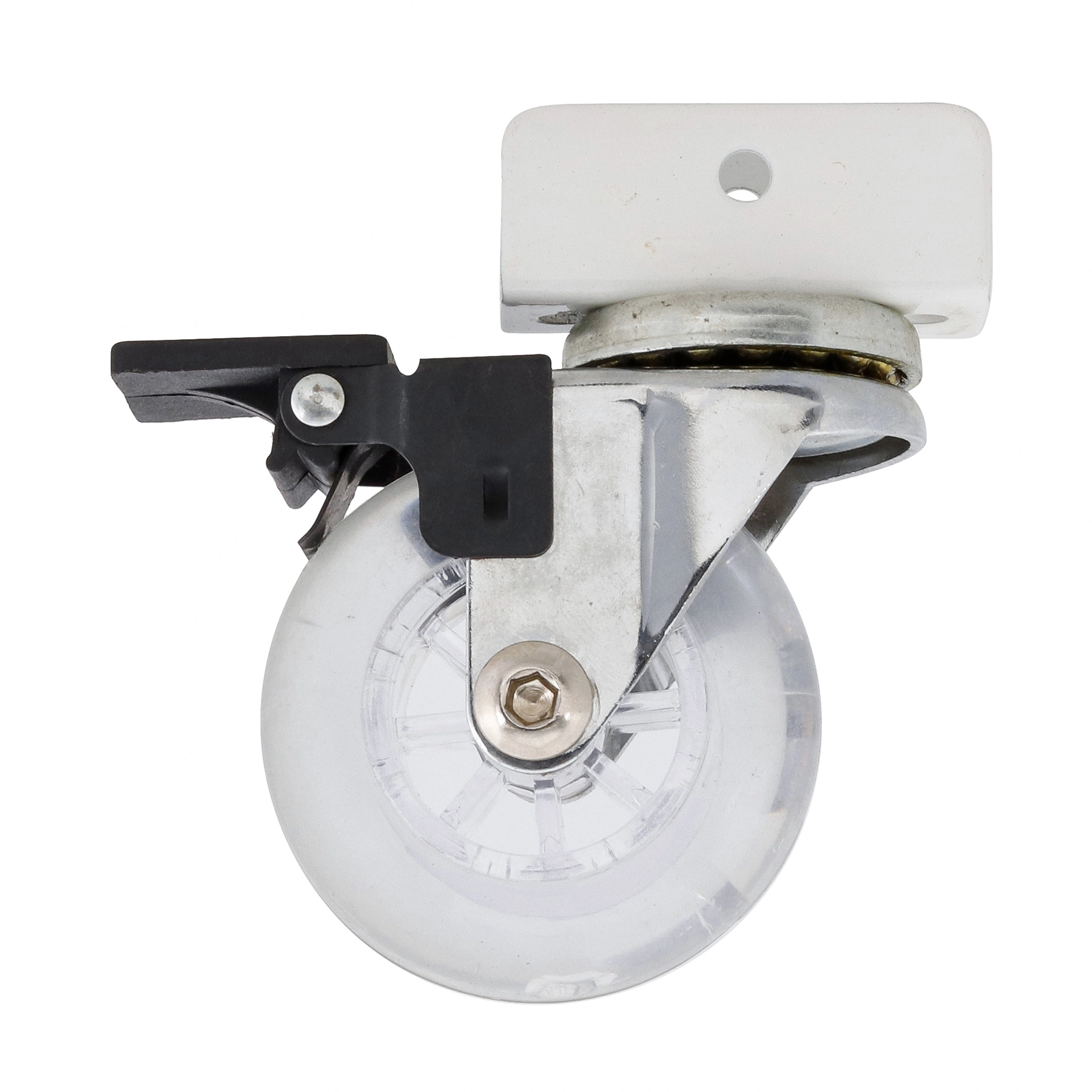 Rodízio para Móveis com Chapa U 50mm até 40kg Silicone Incolor sem Freio Giratório