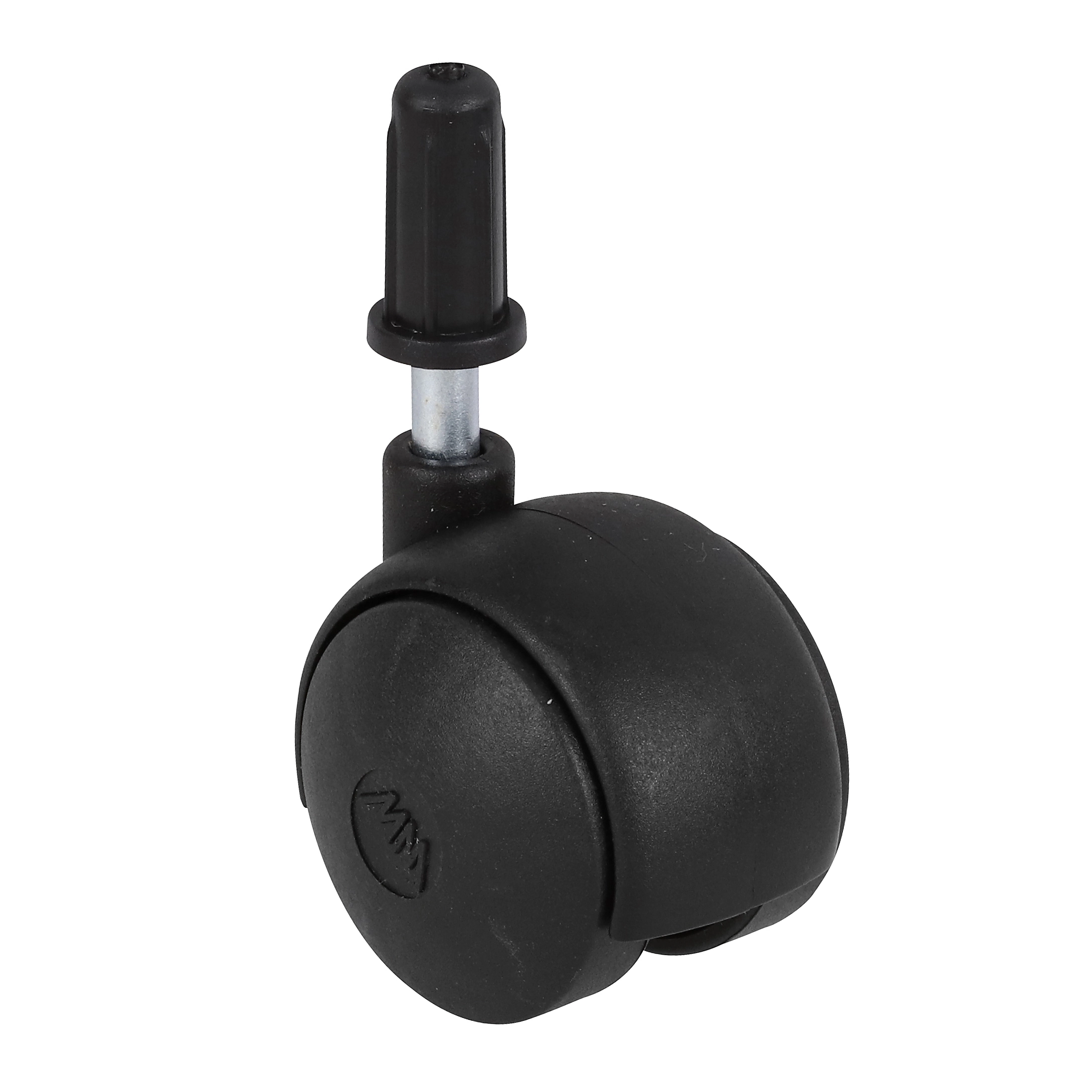 Rodízio para Móveis com Pino 25kg Plástico sem Freio Giratório 38mm Preto 1 peça