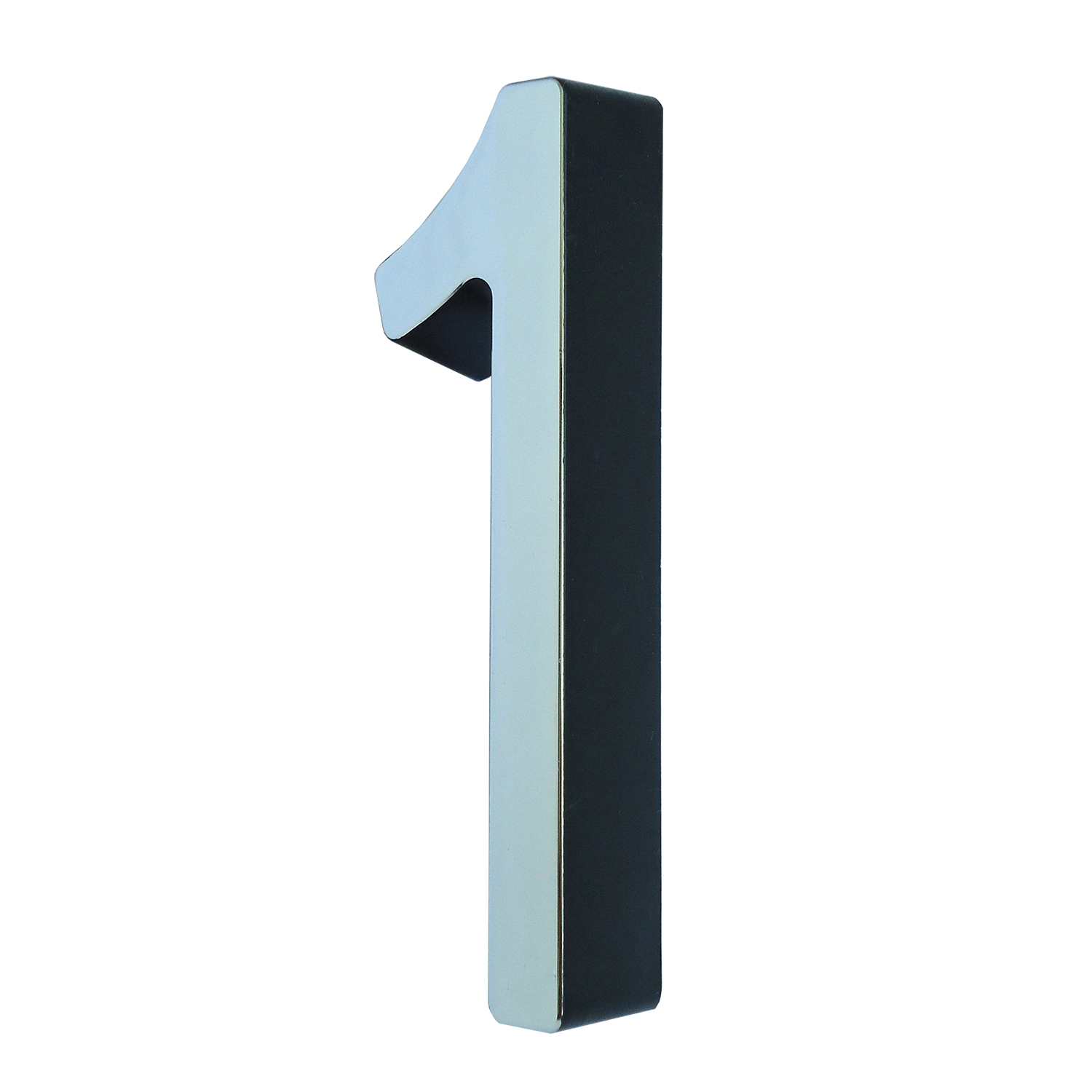 Número Casa "1" 8cm Parafusar Poliestireno Preto Cromado