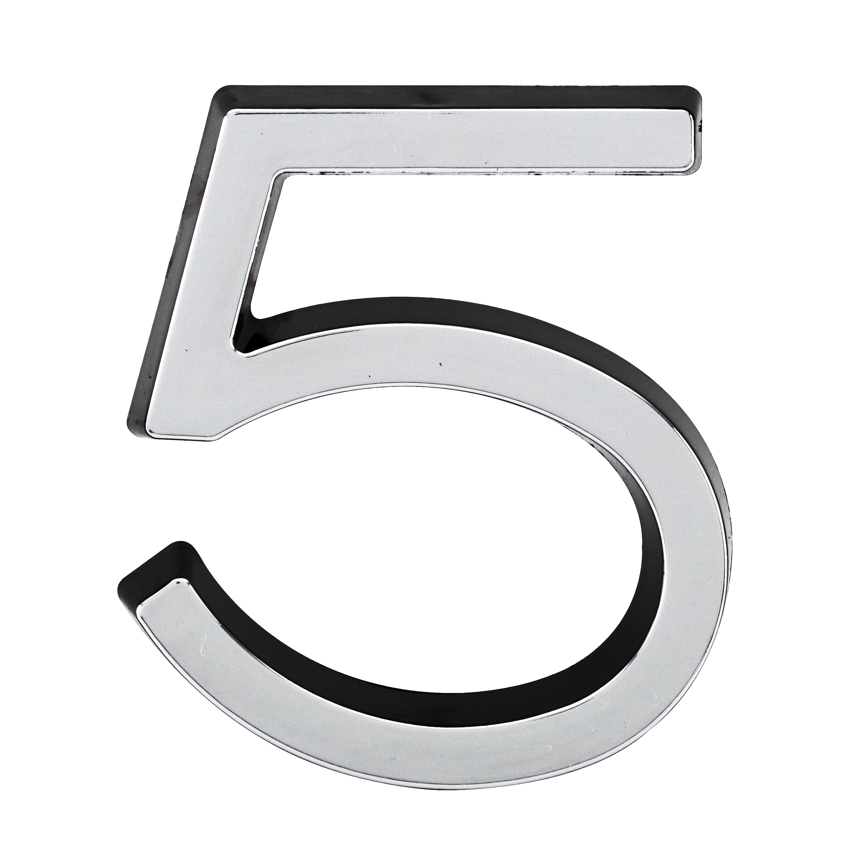 Número Casa "5" 8cm Parafusar Poliestireno Preto Cromado