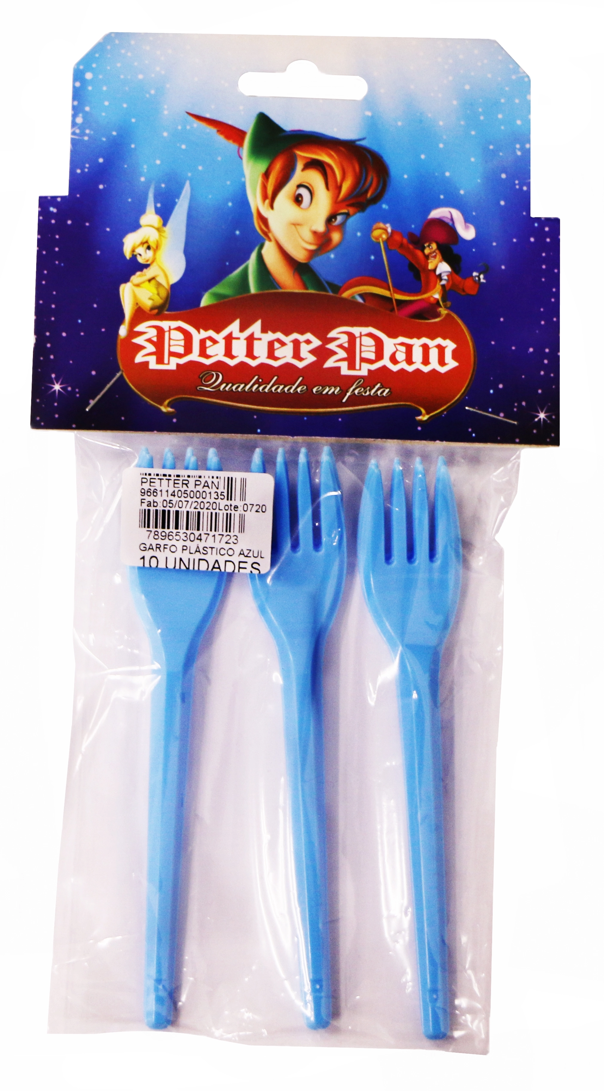 Garfo Plast Sobr Azul Petter Pan 20g Disney