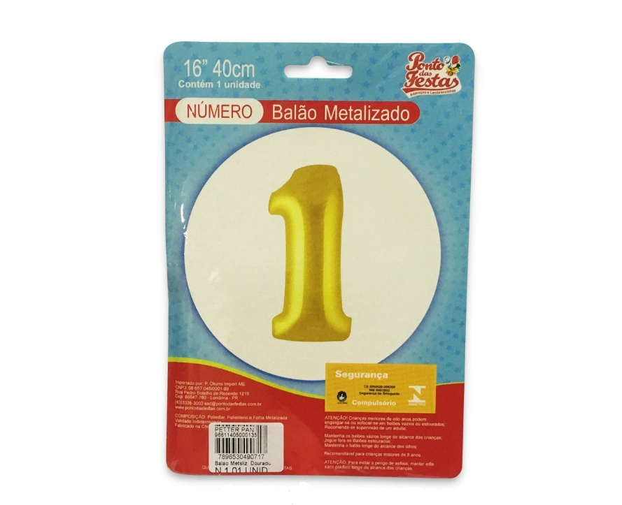 Balao Metalizado Dourado N.1