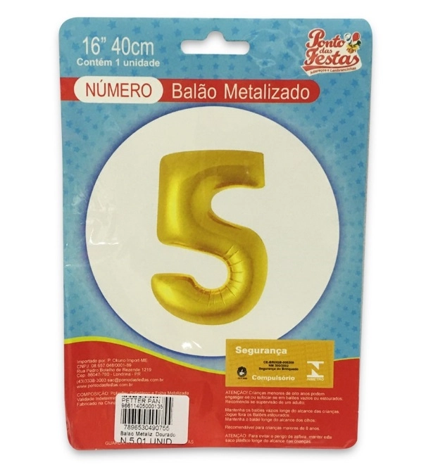 Balao Metalizado Dourado N.5