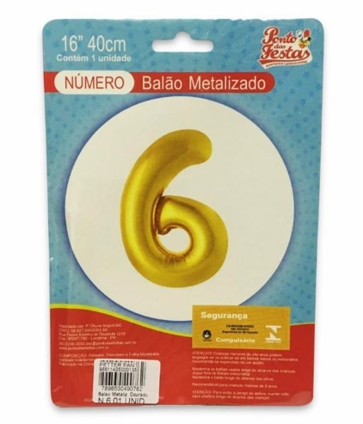 Balao Metalizado Dourado N.6