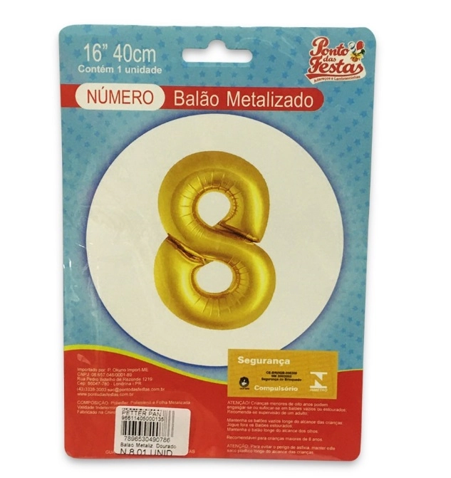 Balao Metalizado Dourado N.8