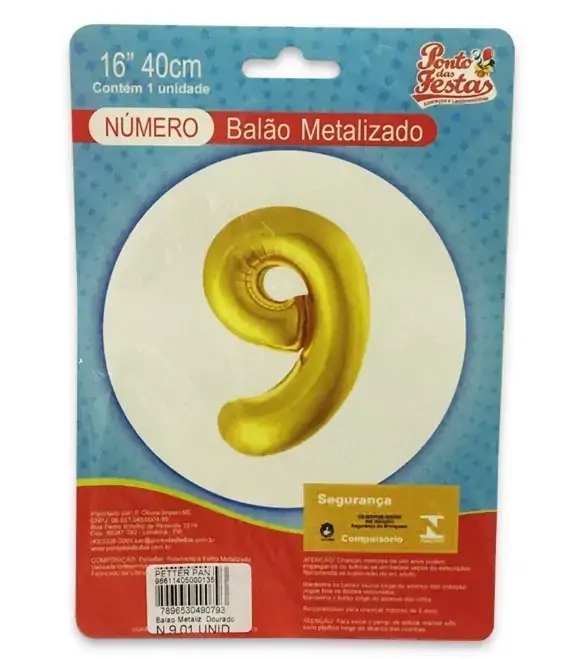 Balao Metalizado Dourado N.9