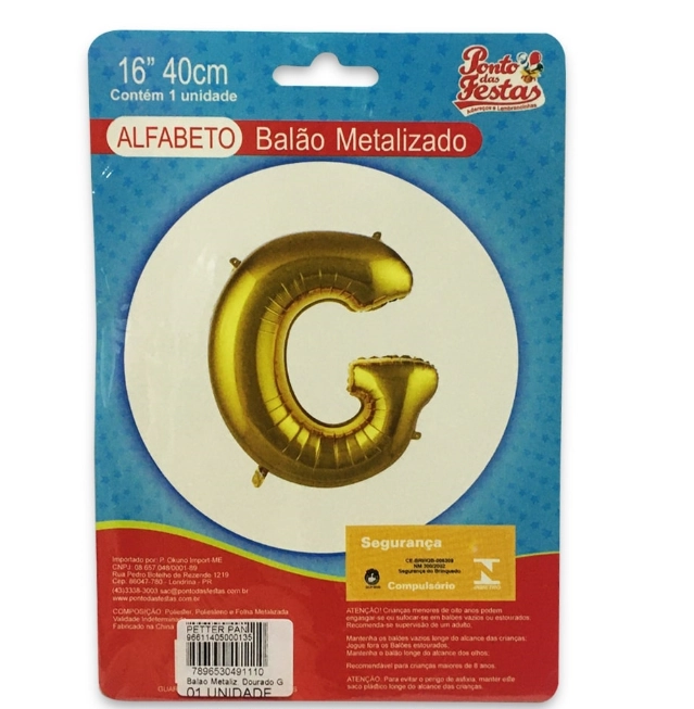 Balao Metalizado Dourado Letra G