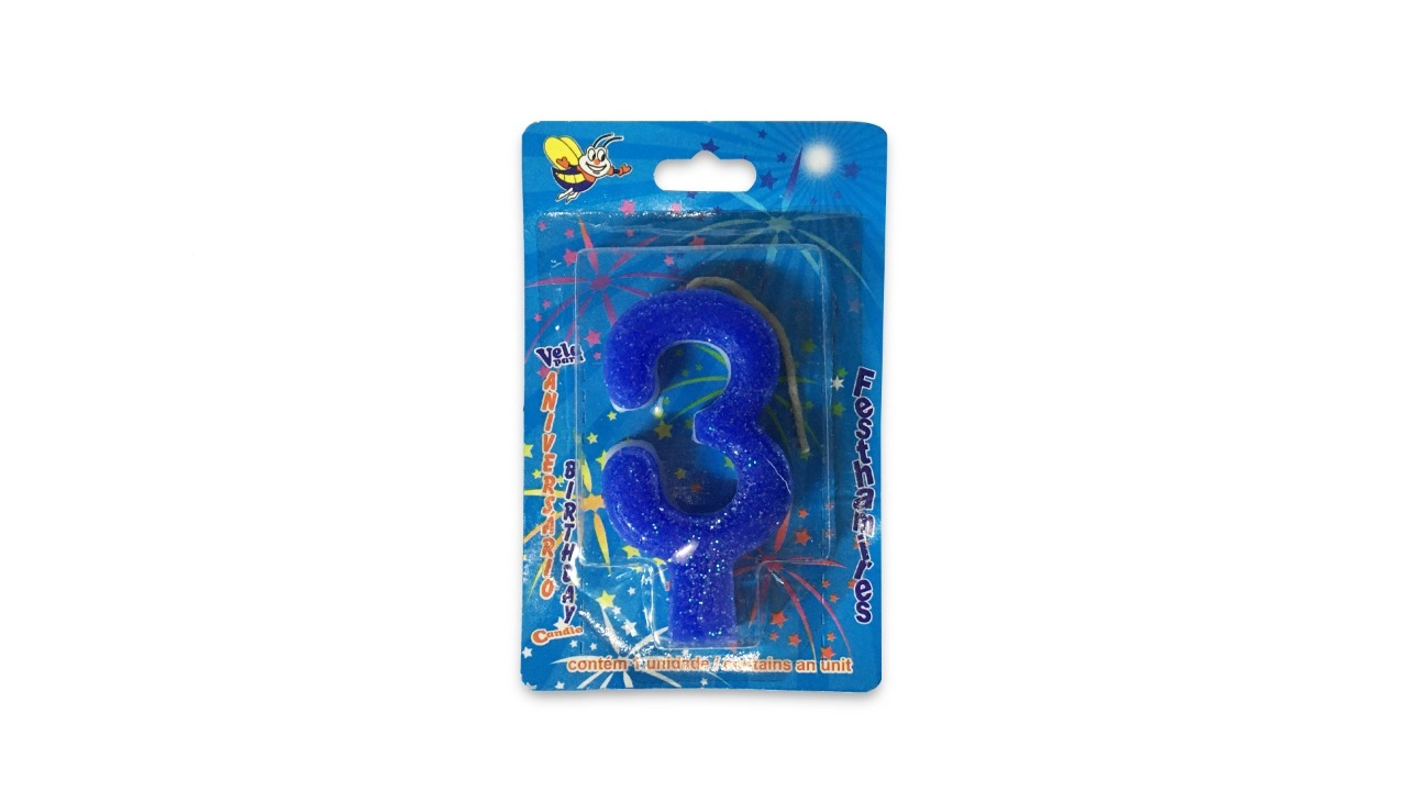 Vela Petter Pan Anivers Super Numero Azul N.3 C/1
