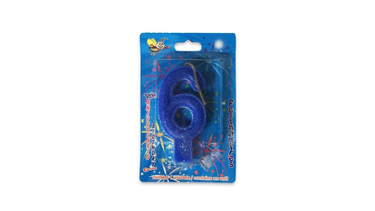 Vela Petter Pan Anivers Super Numero Azul N.6 C/1