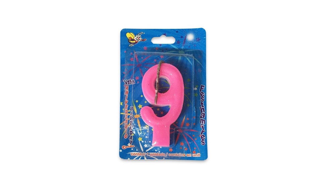 Vela Petter Pan Anivers Super Numero Rosa N.9 C/1