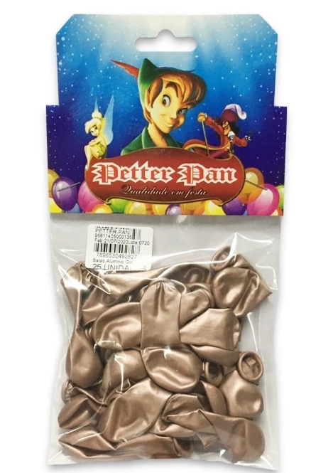 Balao Petter Pan Latex Aluminio Gold N.5 C/25