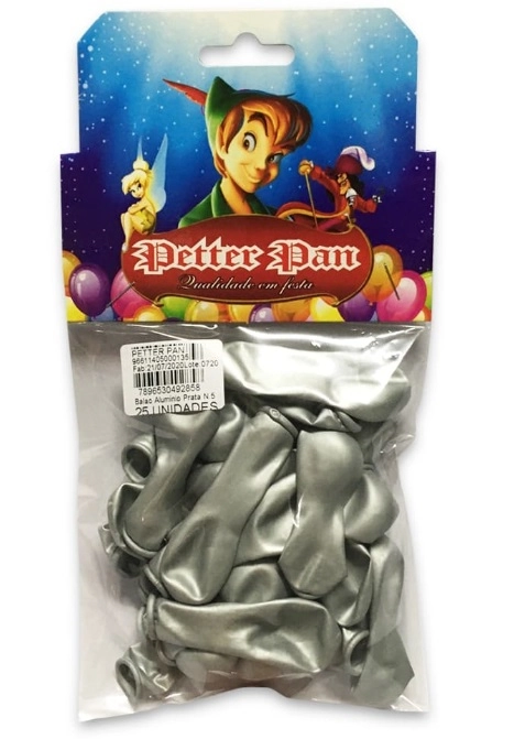 Balao Latex Aluminio Prata N.5 25 Unidades