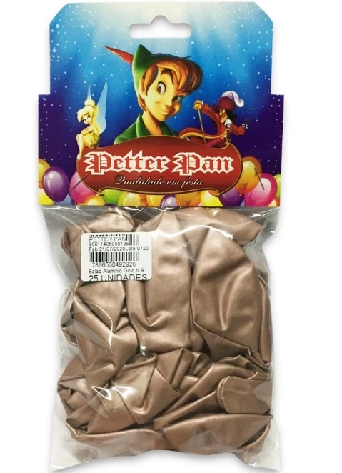 Balao Petter Pan Latex Aluminio Gold N.9 C/25