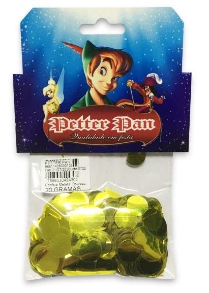 Confete Petter Pan Metalizado Dourado 1,5 Cm 20gr