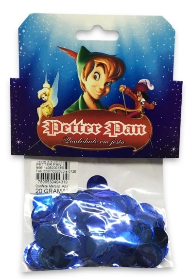 Confete Petter Pan Metalizado Azul 1,5 Cm 20gr
