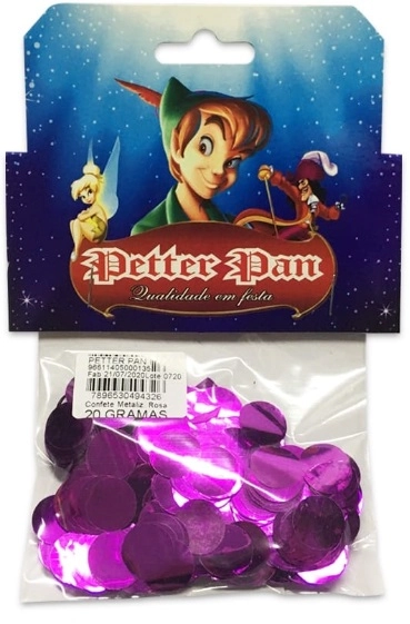 Confete Petter Pan Metalizado Rosa 1,5 Cm 20gr