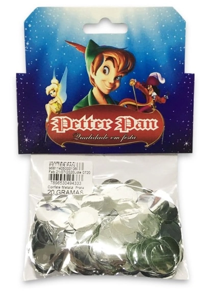 Confete Petter Pan Metalizado Prata 1,5 Cm 20gr