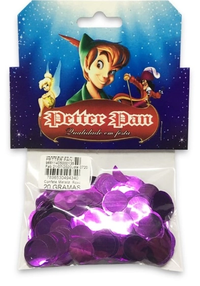 Confete Petter Pan Metalizado Roxo 1,5 Cm 20gr