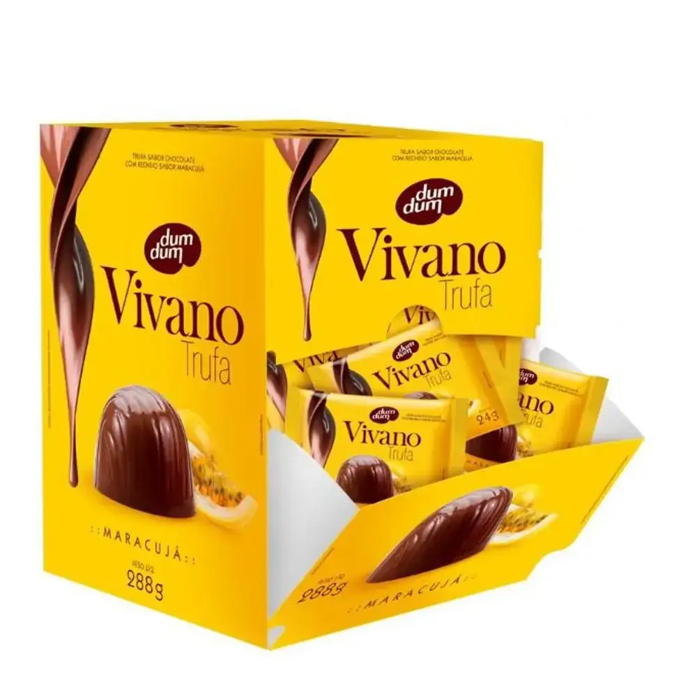 Trufa Vivano sabor maracujá Caixa com 12 unidades de 24g cada - Dum DUm