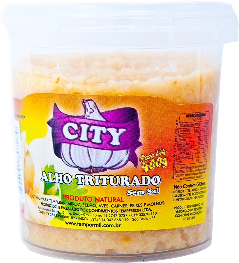 Alho City Triturado Pote Sem Sal