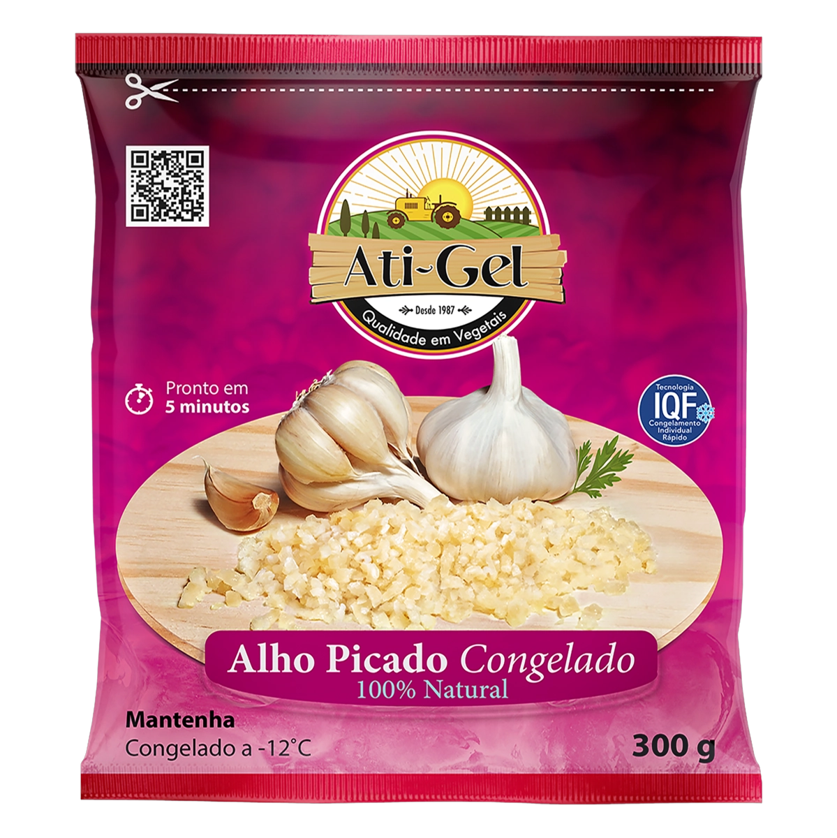 Alho Congelado Picado Ati Gel Pacote 300g