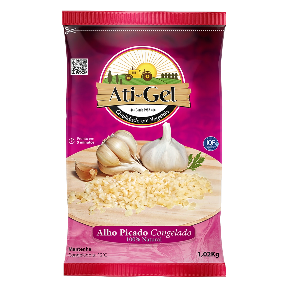 Alho Congelado Picado Ati Gel Pacote 1,02kg