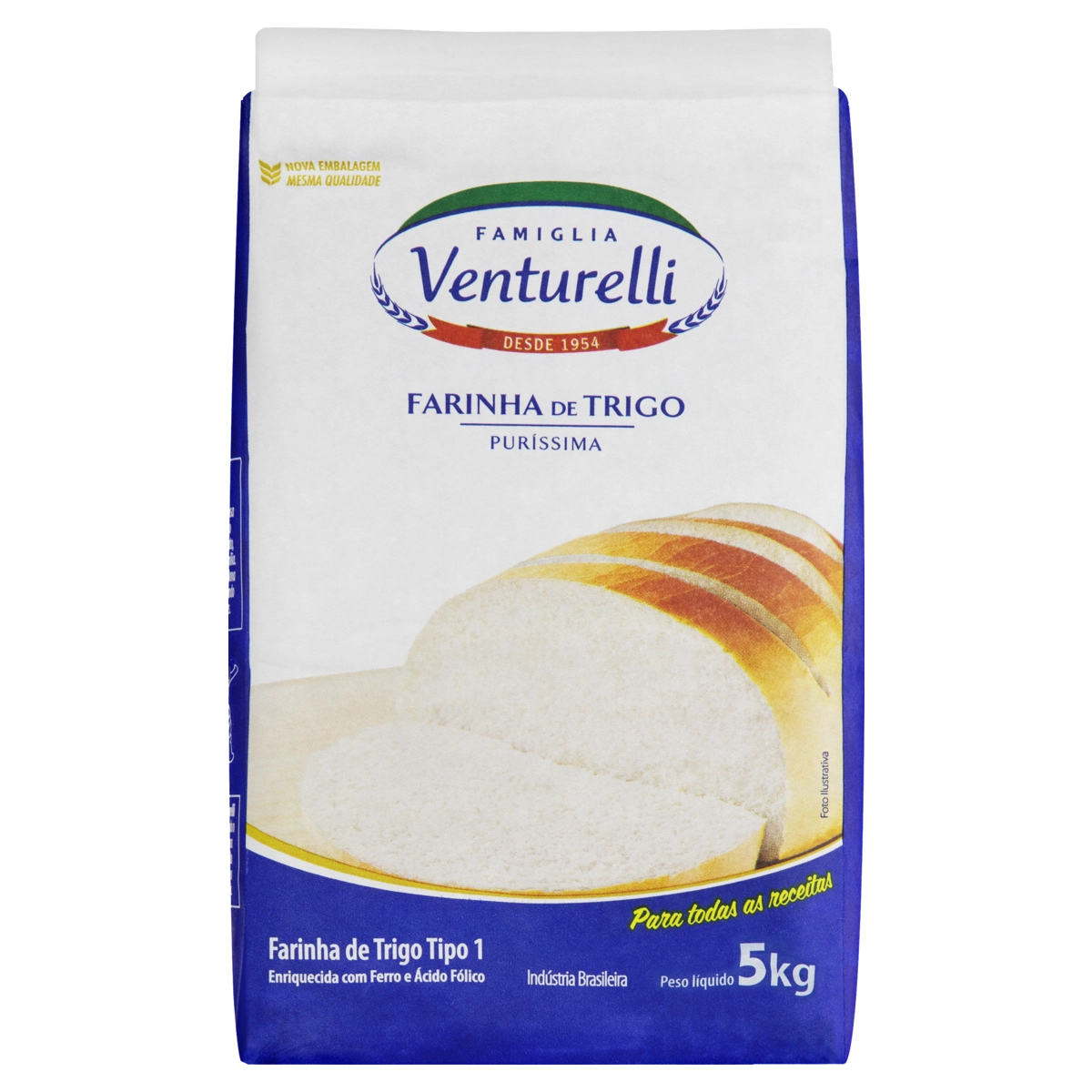 Farinha De Trigo Tipo 1 Famiglia Venturelli Puríssima Pacote 5kg