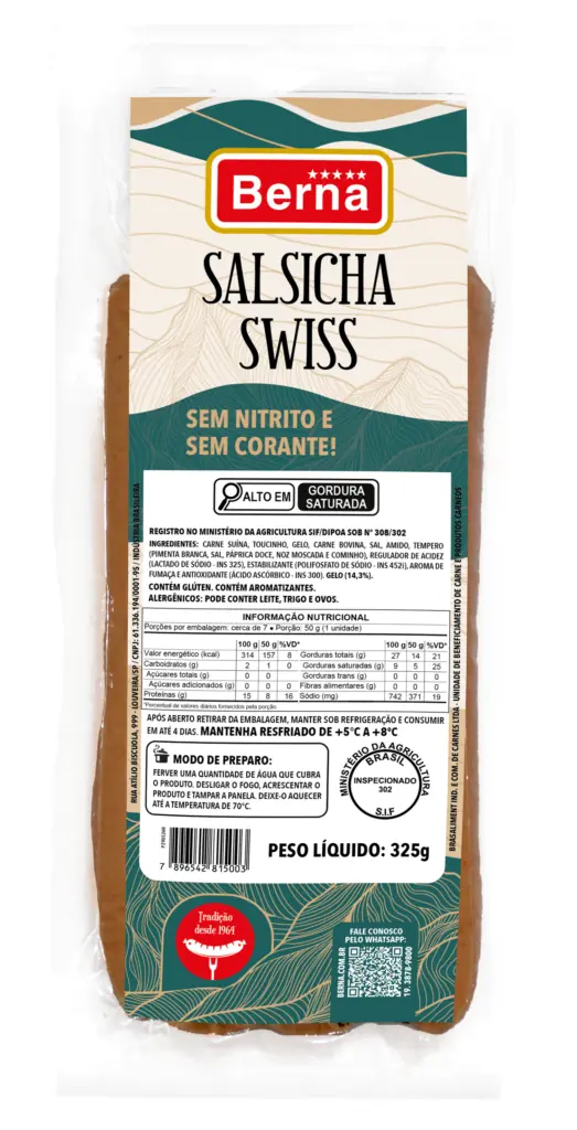 Pas Salsicha Berna 325g Swiss S/ Nitrito