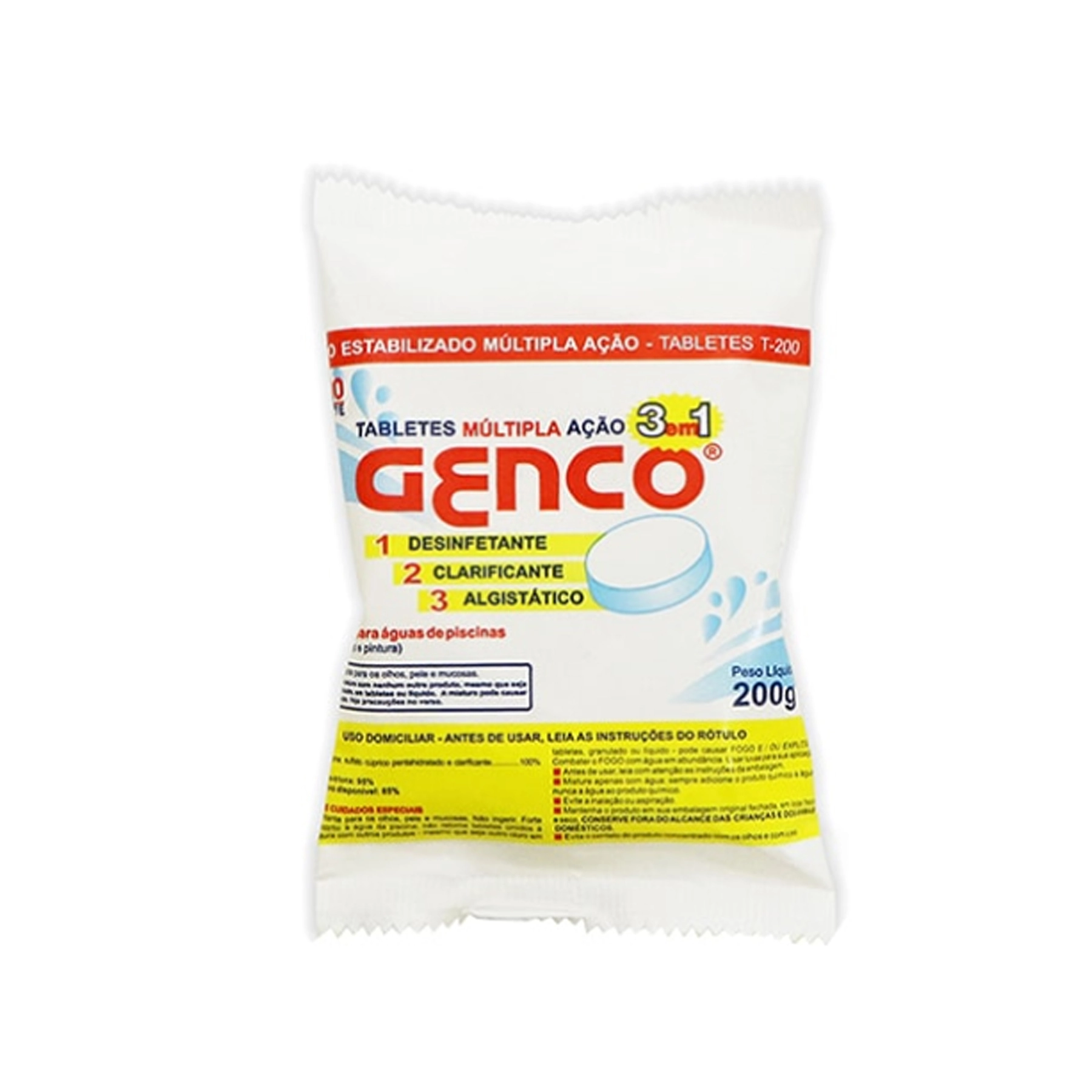 Tablete Multiação 3 em 1 Genco Cloro para Piscina 200g