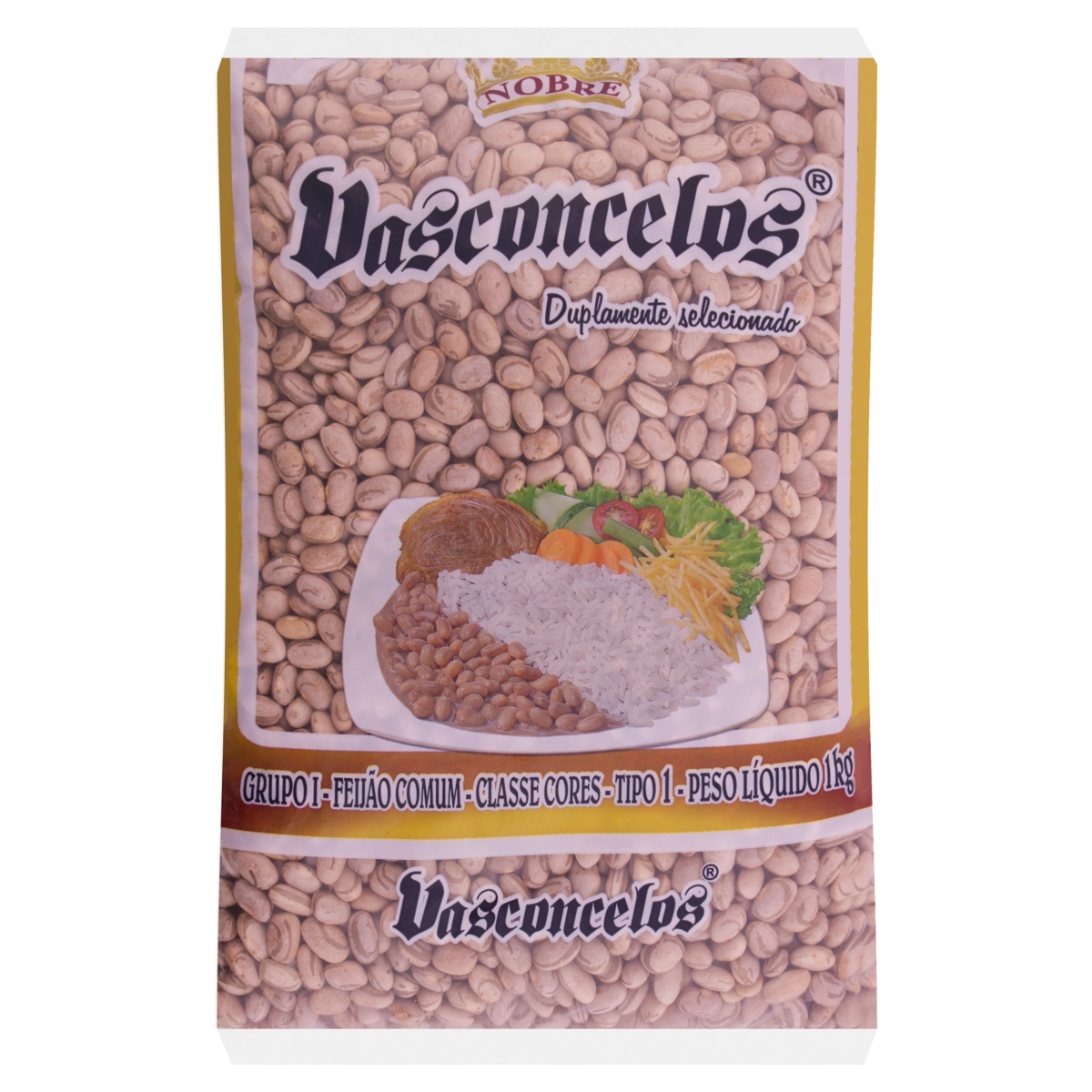 Feijão Carioca Tipo 1 Vasconcelos Nobre Pacote 1kg