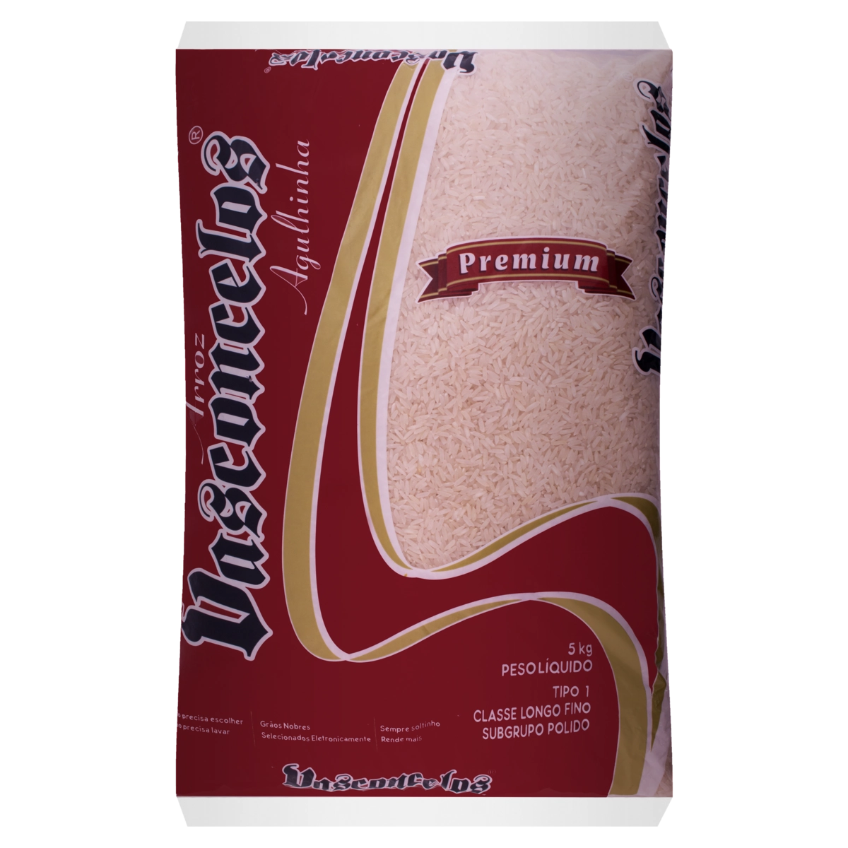 Arroz Agulhinha Tipo 1 Vasconcelos Pacote 5kg