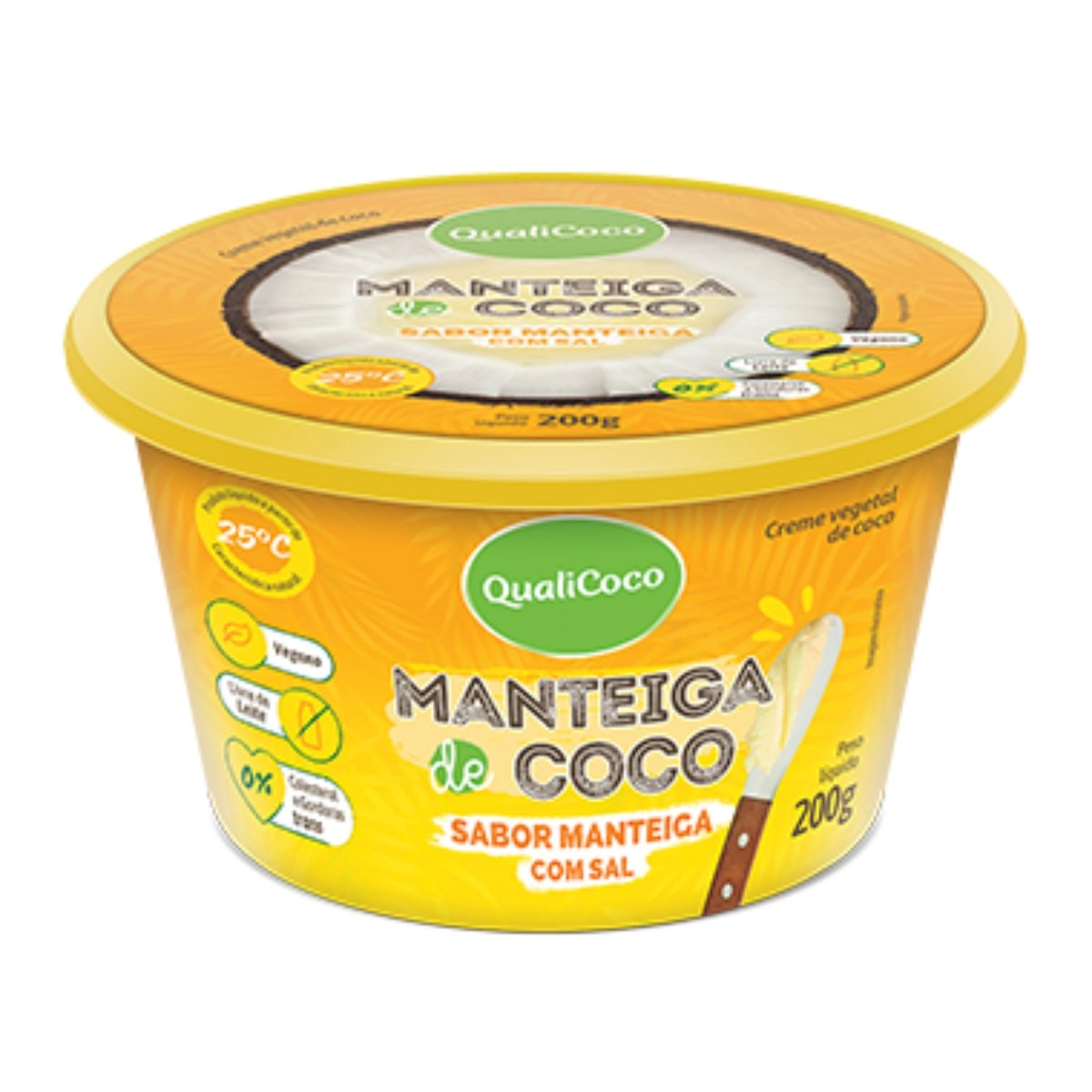 Manteiga de Coco Sabor Manteiga com sal Qualicoco pote 200g