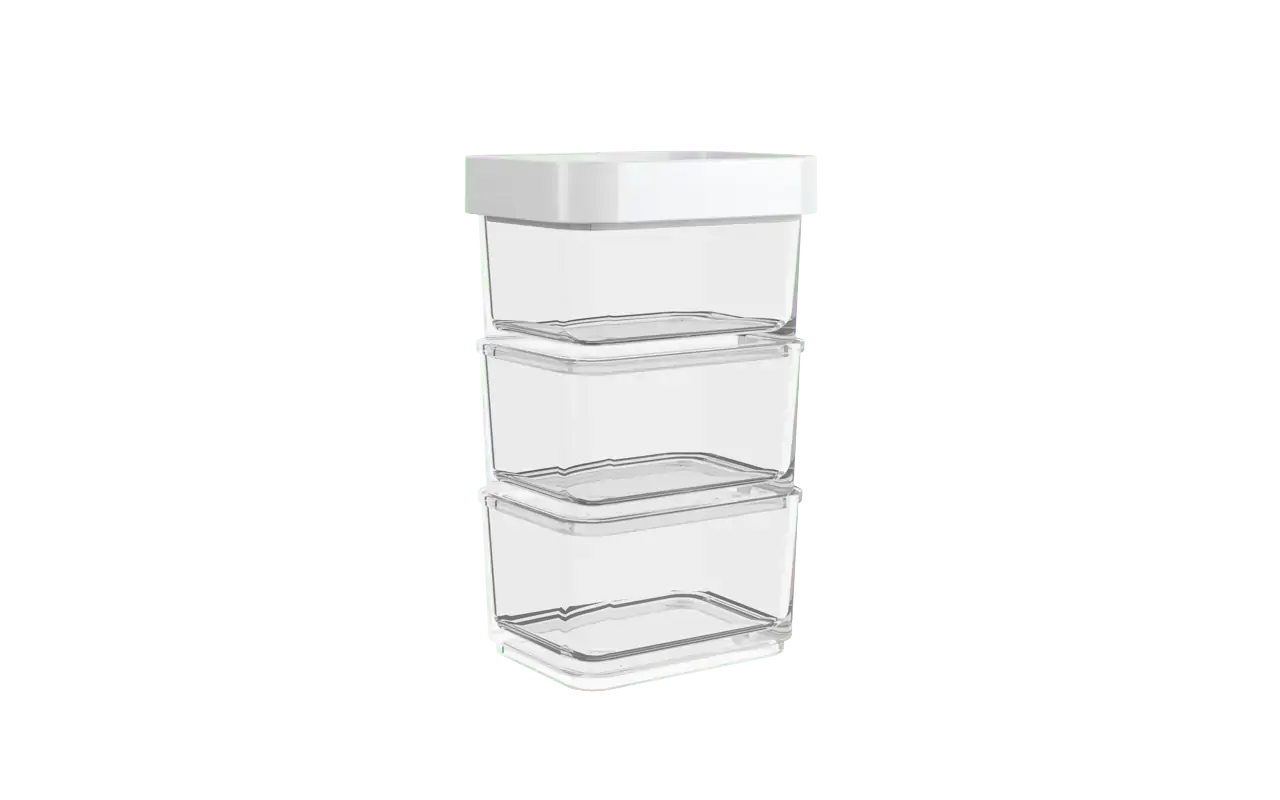 Jogo de Potes de Plástico Uno Branco 100ml com 3 Peças