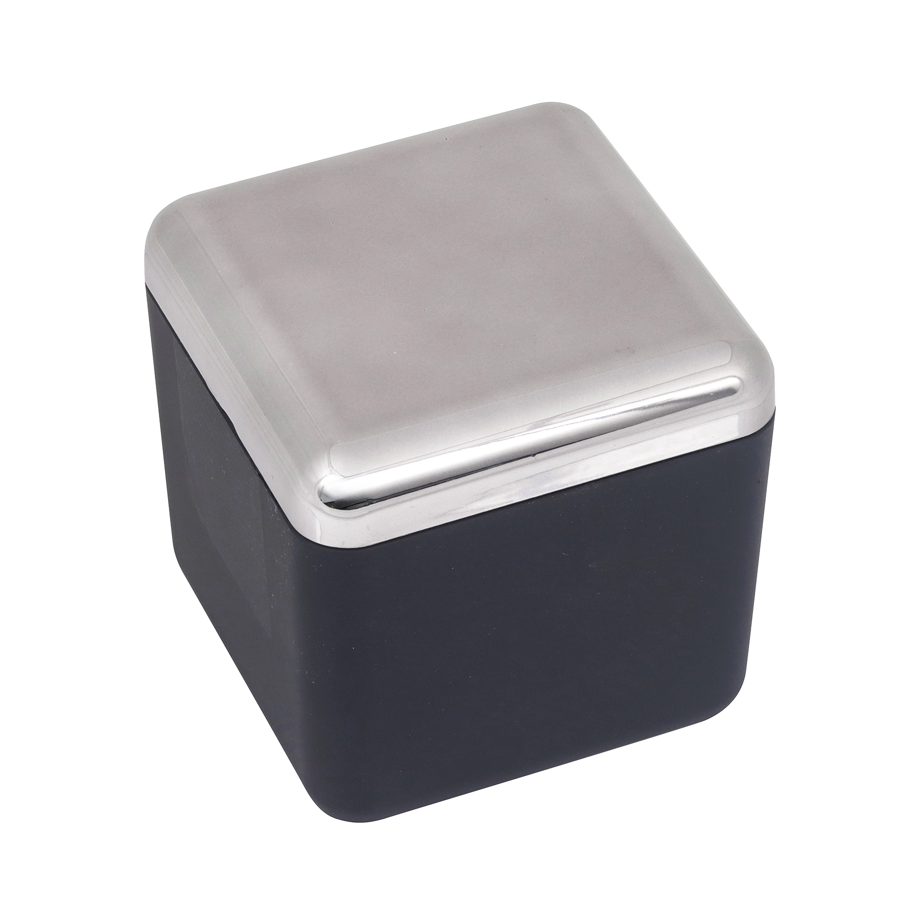 Porta Algodão de Bancada para Banheiro Plástico Preto Fosco Cube Coza