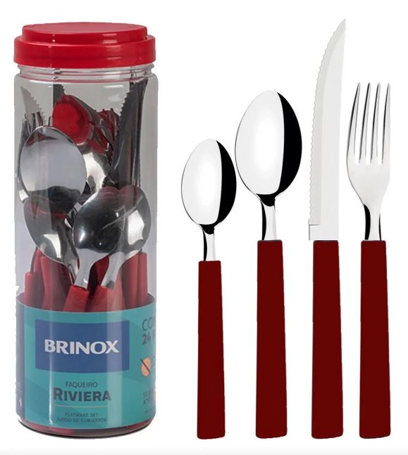 Faqueiro Riviera 24pcs Vermelho