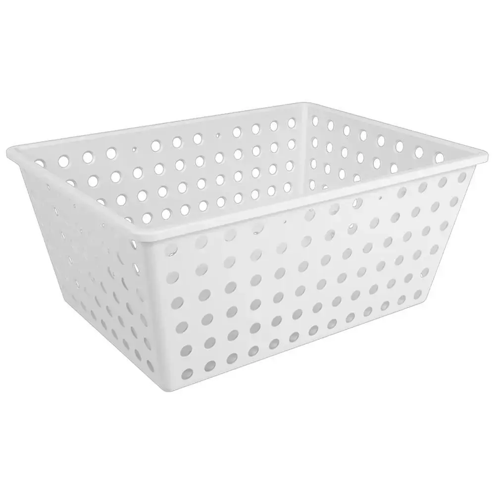 Cesto Organizador Maxi Caixa Organizadora Plástica Quarto Branco