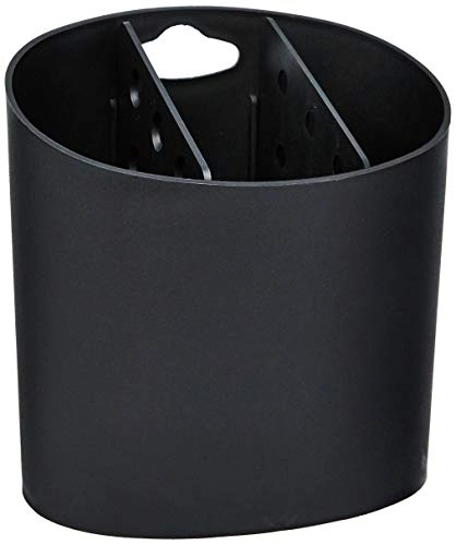 Organizador Dispenser Escorredor Preto Porta Talheres de Plástico Oval Para Pia Coza